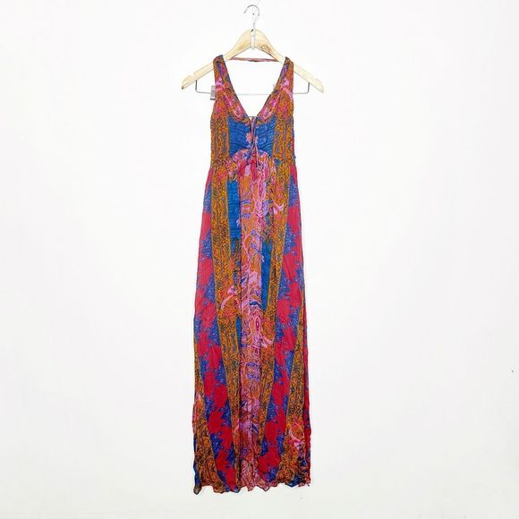 Free People Dresses & Skirts - FREE PEOPLE Unattainable Maxi Dress Floral Paisley Boho Pink Combo womens size 6